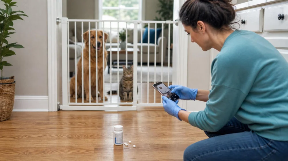 Spilled Pet Medication: Secure Animals, Count Doses, and Call